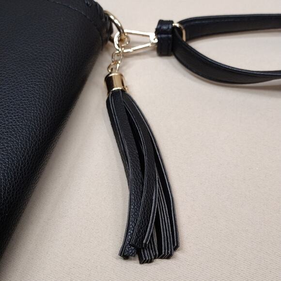 NWOT Elegant Faux Leather Fringe Casual Cute Black Crossbody Bag Purse - Picture 12 of 12